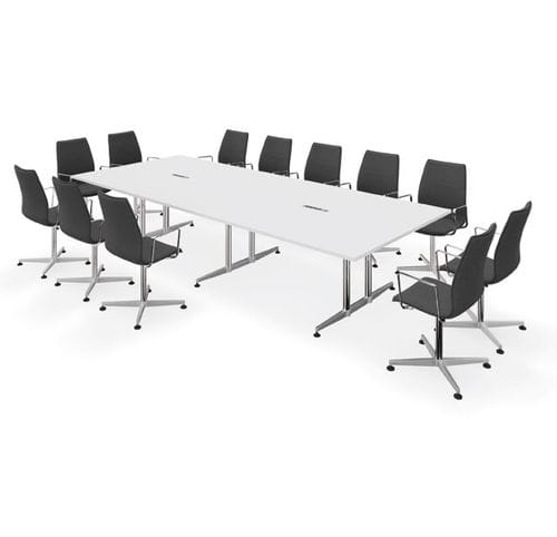 Table de conférence contemporaine - san_siro - Kusch & Co - en placage de bois / en HPL / avec piètement en acier thermolaqué