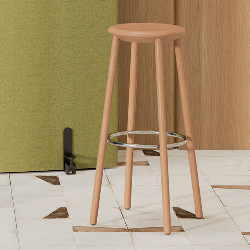 Tabouret de bar contemporain - Creva  - Kusch & Co - en tissu / en hêtre / en bois teinté