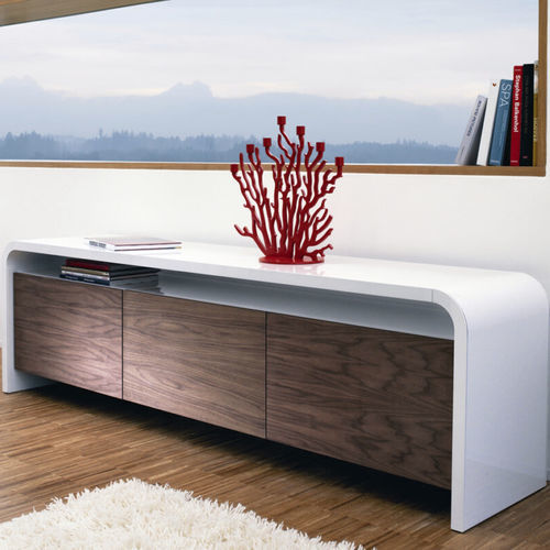 Buffet contemporain - L 14-2 | L 14-3 - Müller - en acier inoxydable poli / en placage de bois / en noyer américain
