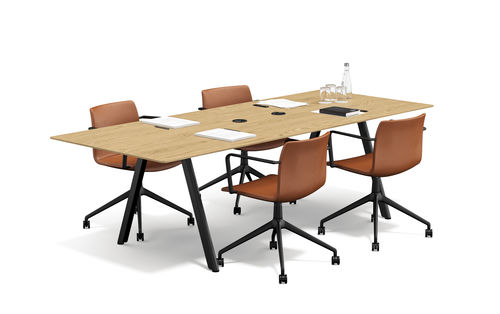 Table de réunion contemporaine - SLIDE - Renz - plaquée bois / en chêne / en stratifié