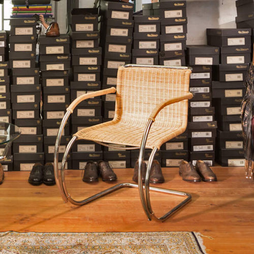 Chaise design Bauhaus - D42 - Tecta - d'intérieur / en osier / avec piètement en acier