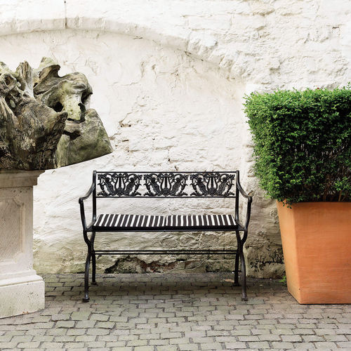 Banc de jardin classique - D60-2 - Tecta - en métal / en cuir / en tissu