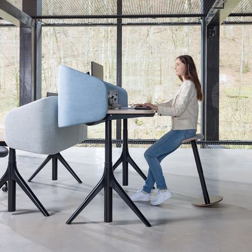 Tabouret de bureau contemporain - SPYN - Wiesner Hager - en liège / avec piètement en métal / à roulettes