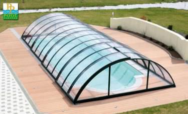 Abri de piscine mi-haut - CLASSIC - luxe-pools - télescopique / en acier inoxydable / avec actionnement manuel
