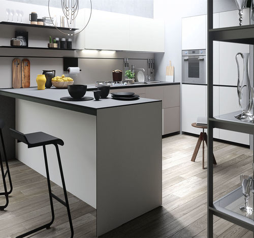 Cuisine contemporaine - Forma Mentis - VALCUCINE - en bois laqué / en mélaminé / avec îlot