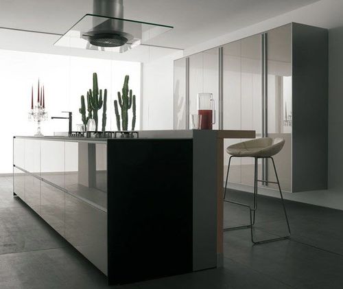 Cuisine contemporaine - Artematica Vitrum - VALCUCINE - en verre / avec îlot / sans poignée
