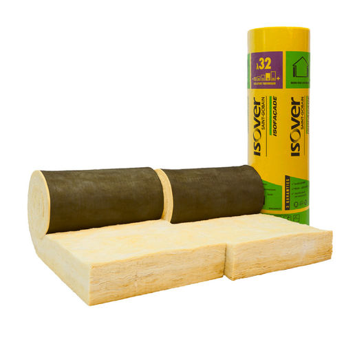 Isolant thermo-acoustique - Isofaçade Voile Noir 32R - ISOVER SAINT-GOBAIN - en laine de verre / en rouleau / pour extérieur
