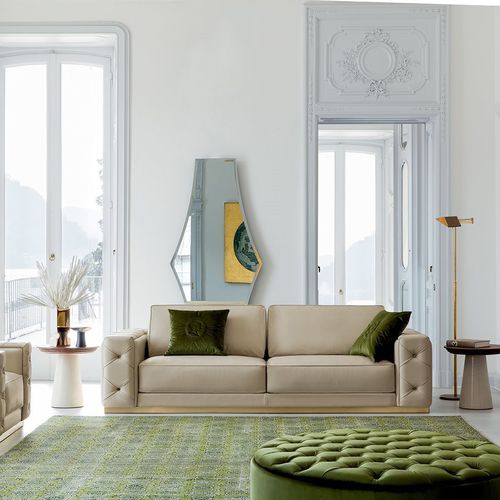 Canapé contemporain - TRACY - Alberta - en tissu / en cuir / beige