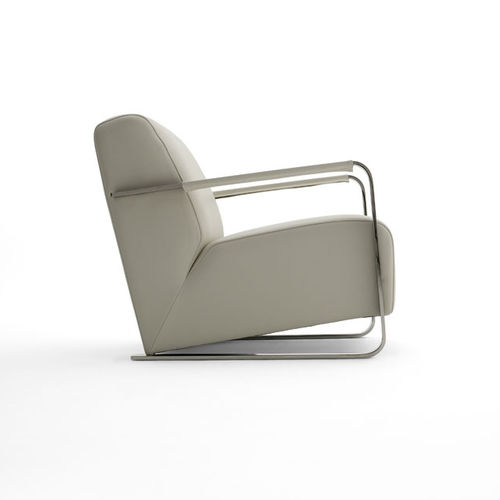 Fauteuil contemporain - ELLE - Alberta - en cuir / beige / luge