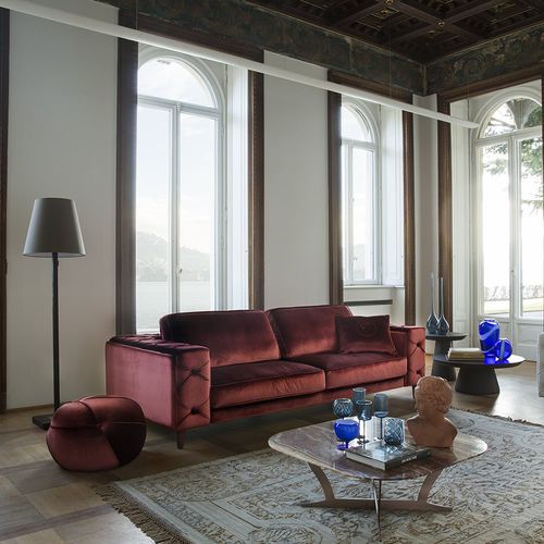 Canapé contemporain - BELMONDO - Alberta - en tissu / en cuir / beige