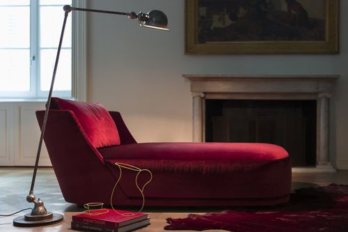 Chaise longue contemporaine - VIVIEN - Alberta - en tissu / rouge