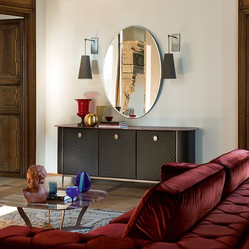 Buffet contemporain - PENELOPE - Alberta - en métal / en cuir / en marbre