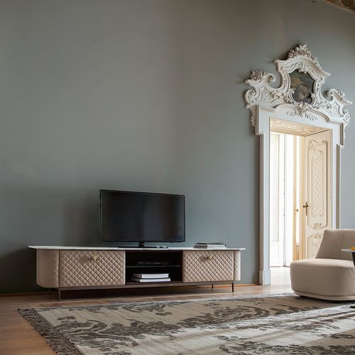 Meuble TV de style Art Déco - PENELOPE - Alberta - lowboard / en bois / en cuir