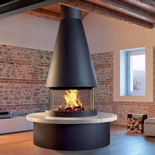 Cheminée à bois - MARVIK - Piazzetta - à encastrer / en îlot / centrale