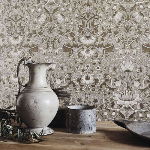 Papier peint contemporain - PURE LODDEN - MORRIS & Co. - à motif floral / aspect tissu / aspect papier peint