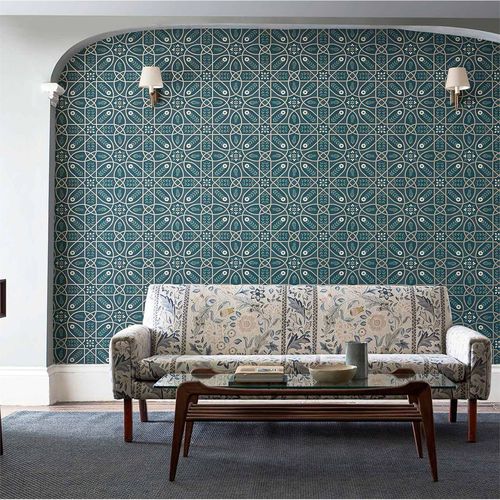 Papier peint contemporain - BROPHY TRELLIS - MORRIS & Co. - en lin / à motif / aspect tissu