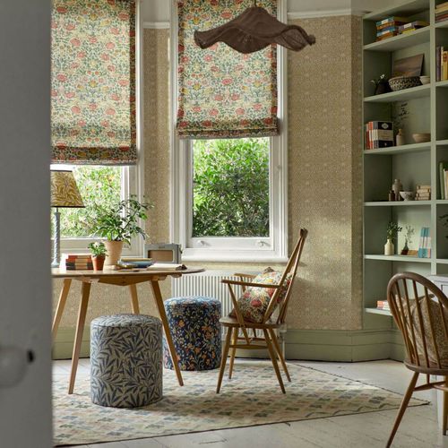 Rideau à fleurs - ROSE - MORRIS & Co. - en lin / en coton / en nylon