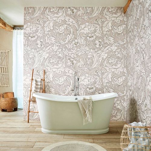 Papier peint contemporain - PURE BACHELORS BUTTON - MORRIS & Co. - à motif floral / monochrome / aspect tissu