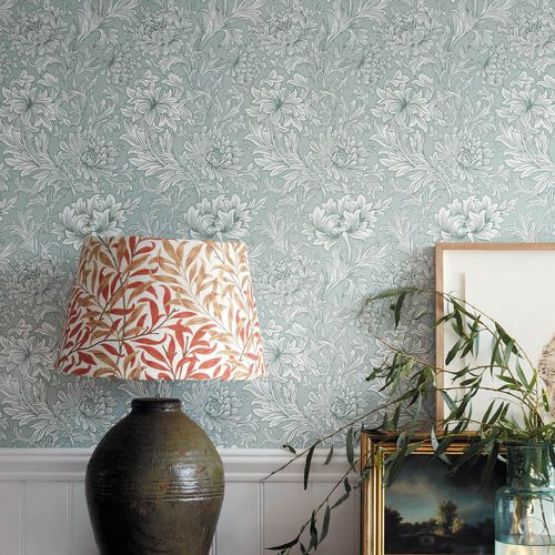 Papier peint contemporain - CHRYSANTHEMUM TOILE - MORRIS & Co. - en tissu / à motif floral / à motif nature