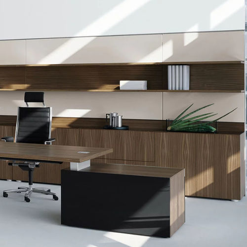 Armoire de classement basse - P2 - Bene GmbH - en placage de bois / en aluminium / en verre