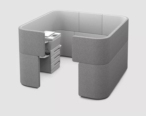 Séparateur de bureau au sol - DOCKLANDS SERVICE DOCK - Bene GmbH - en tissu acoustique / insonorisé / gris