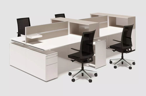 Séparateur de bureau sur bureau - T-PANEL MULTI - Bene GmbH - auto-portant / en tissu / en verre