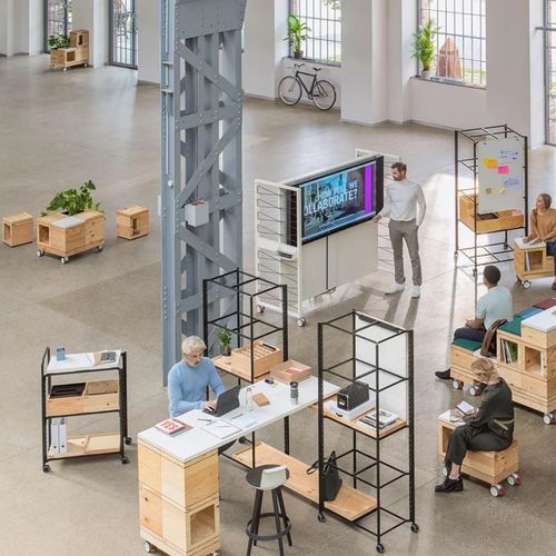 Tableau blanc - PIXEL RACK - Bene GmbH - sur pied / en bois / en métal