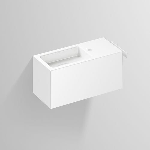 Vasque suspendue - WP.XS SERIES - Alape - en acier vitrifié / avec plan intégré / avec porte-serviettes intégré