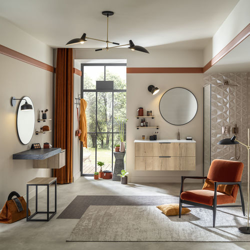 Salle de bain contemporaine - ARCHI - Delpha - en chêne / en céramique / en ardoise