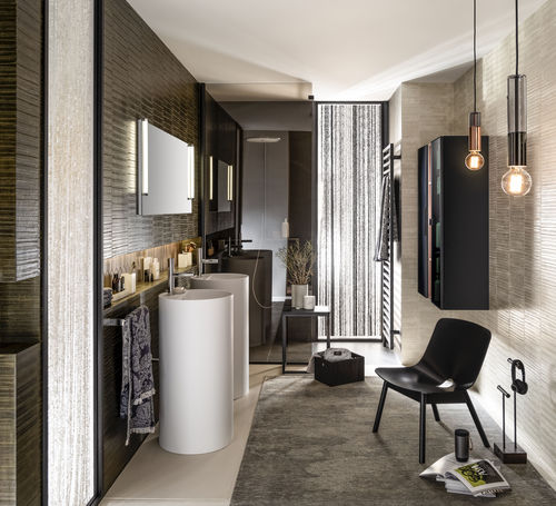 Salle de bain contemporaine - TOTEM - Delpha - en noyer / en ébène / en Solid Surface