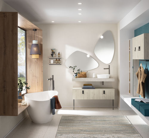 Salle de bain contemporaine - ARCHI - Delpha - en chêne naturel / en cuir / sur mesure