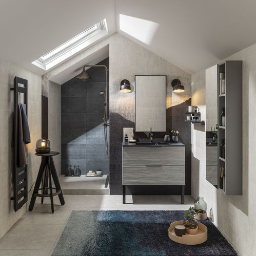Salle de bain contemporaine - ONDE - Delpha - en chêne / en pierre / sur mesure