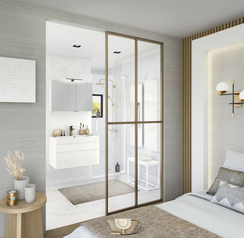Salle de bain contemporaine - INSPIRATION Capture Blanc brillant - Delpha - en bois / en céramique / sur mesure