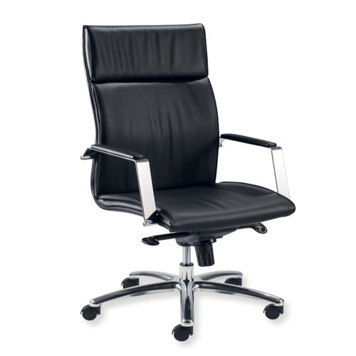 Chaise de bureau contemporaine - UF 507/A - DRIGANI SRL - d'intérieur / en cuir / avec piètement en métal chromé
