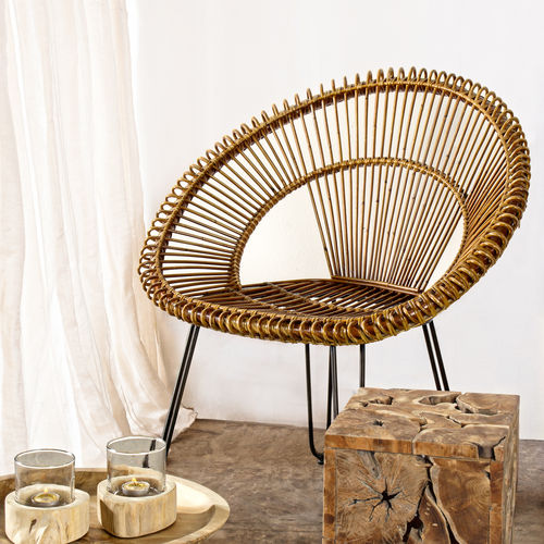 Chaise contemporaine - CAMILA - DRIGANI SRL - d'extérieur / en rotin / avec piètement en acier à revêtement par poudre