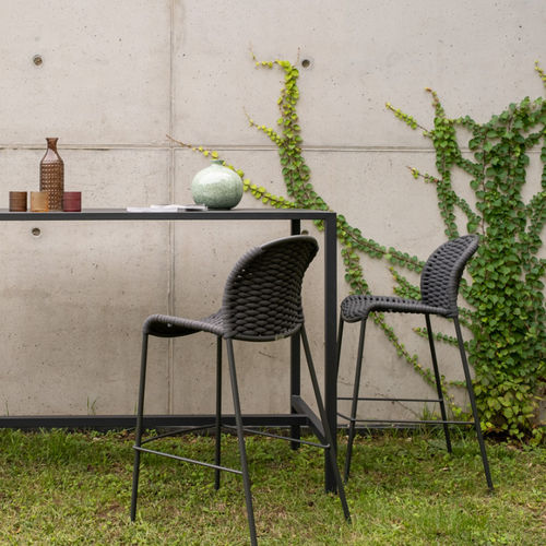 Chaise de bar contemporaine - SLICK - DRIGANI SRL - d'extérieur / en corde / avec piètement en acier thermolaqué