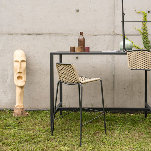 Chaise de bar contemporaine - TIZI-KIWI - DRIGANI SRL - d'extérieur / en corde / avec piètement en acier thermolaqué