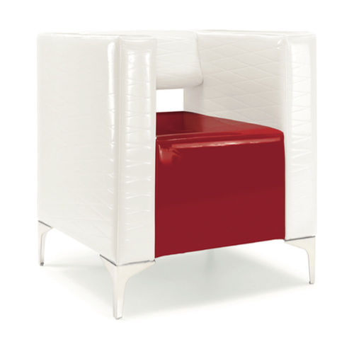 Fauteuil contemporain - UF 148 - DRIGANI SRL - en cuir / blanc / rouge