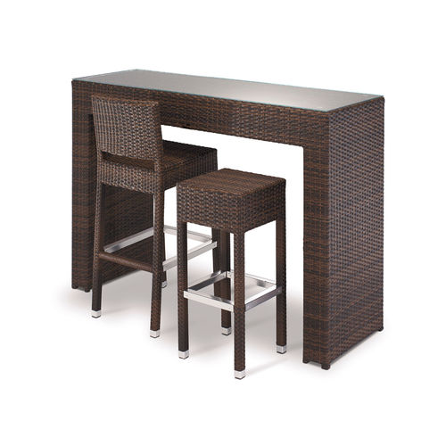 Table mange-debout contemporaine - FT 2022 - DRIGANI SRL - en verre trempé / avec piètement en aluminium / rectangulaire