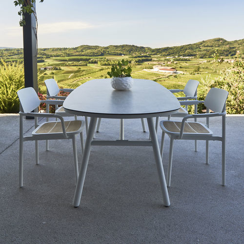 Table contemporaine - MANILA - DRIGANI SRL - en céramique / avec piètement en aluminium / avec piètement en acier à revêtement par poudre