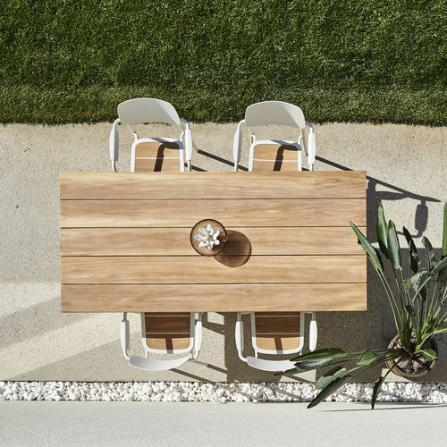 Table contemporaine - MANILA - DRIGANI SRL - en teck / avec piètement en aluminium laqué / rectangulaire