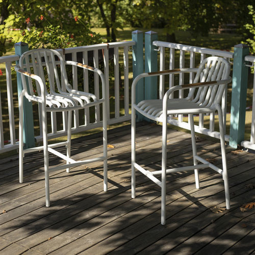 Tabouret contemporain - ARIA - DRIGANI SRL - en teck / en aluminium / avec piètement en aluminium