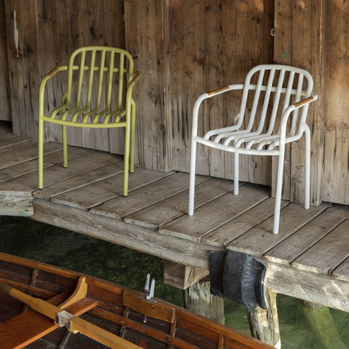 Fauteuil contemporain - ARIA  - DRIGANI SRL - en aluminium / en teck / aluminium