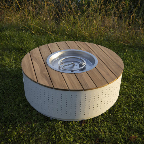 Brasero de jardin à gaz - DRIGANI SRL - aluminium / en teck / rond