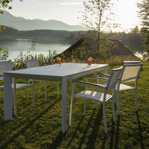 Chaise contemporaine - PETRA  - DRIGANI SRL - d'extérieur / en teck / aluminium