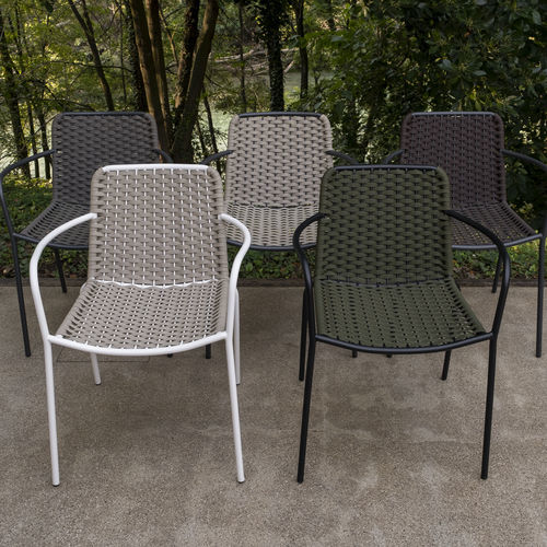 Chaise contemporaine - TIZI-KIWI - DRIGANI SRL - d'extérieur / en corde / avec piètement en acier à revêtement par poudre
