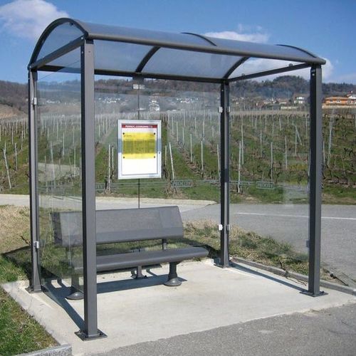 Abribus en verre - SQUARE - PROCITY - en acier / en aluminium / avec banc