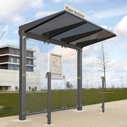 Abribus en verre - VENISE - PROCITY - en aluminium anodisé / avec banc / toit en polycarbonate