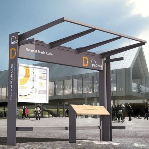 Abribus en verre - KUBE. - PROCITY - en acier / aluminium / avec banc