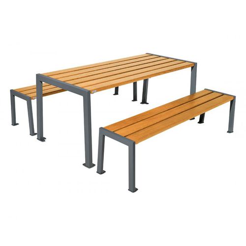 Table de pique-nique contemporaine - SILAOS® - PROCITY - en acier / en zinc / en acajou